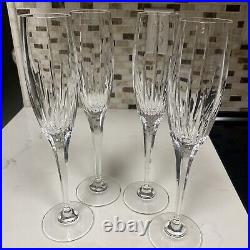 Set of (4) Mikasa Lead Crystal Arctic Lights Fluted Champagne Glasses 10 3/4 H