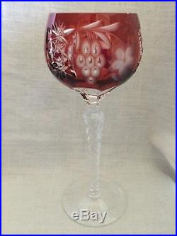 Set of 4 NACHTMANN Crystal TRAUBE pattern Hock Wine Goblets 8 1/2 Tall, Mint