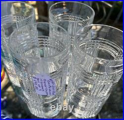Set of 4 RALPH LAUREN HERRINGBONE Crystal 5 1/4 Highball Glasses Etched
