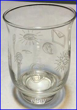 Set of 4 RARE Crystal Masonic Shriner Free Masons Etched Vintage Libbey Glasses