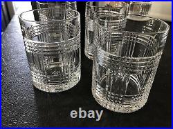 Set of 4 Ralph Lauren Crystal Glen Plaid 4 Double Old Fashioned Whiskey Glasses
