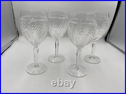 Set of 4 Ralph Lauren Crystal HERRINGBONE Wine Glasses 8 1/4