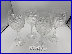 Set of 4 Ralph Lauren Crystal HERRINGBONE Wine Glasses 8 1/4