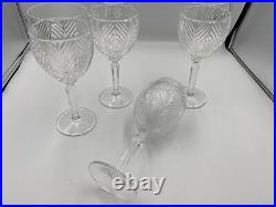 Set of 4 Ralph Lauren Crystal HERRINGBONE Wine Glasses 8 1/4