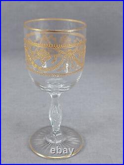 Set of 4 St Louis French Lafayette Pattern Gold Engraved 4 1/4 Inch Wine Glasses