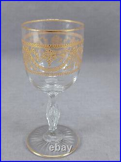 Set of 4 St Louis French Lafayette Pattern Gold Engraved 4 1/4 Inch Wine Glasses