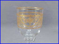 Set of 4 St Louis French Lafayette Pattern Gold Engraved 4 1/4 Inch Wine Glasses