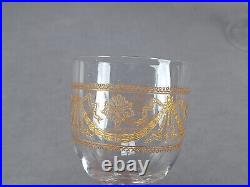 Set of 4 St Louis French Lafayette Pattern Gold Engraved 4 1/4 Inch Wine Glasses