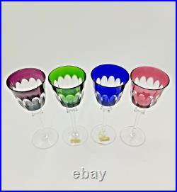 Set of 4 Studio Crafted NACHTMANN ROMER Crystal Multicolor Wine Glasses