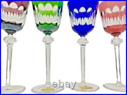 Set of 4 Studio Crafted NACHTMANN ROMER Crystal Multicolor Wine Glasses