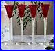 Set of 4 Tall Stuart Crystal Cordials with Vivid Red Bowls and Air Twist Stems