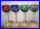 Set of 4 Vintage Hungarian Cut to Clear Crystal Hock Wine Glasses