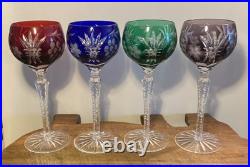 Set of 4 Vintage Hungarian Cut to Clear Crystal Hock Wine Glasses