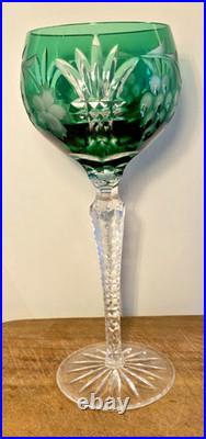 Set of 4 Vintage Hungarian Cut to Clear Crystal Hock Wine Glasses