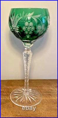 Set of 4 Vintage Hungarian Cut to Clear Crystal Hock Wine Glasses