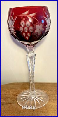 Set of 4 Vintage Hungarian Cut to Clear Crystal Hock Wine Glasses