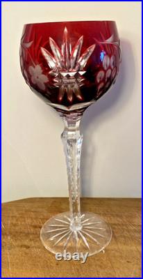 Set of 4 Vintage Hungarian Cut to Clear Crystal Hock Wine Glasses