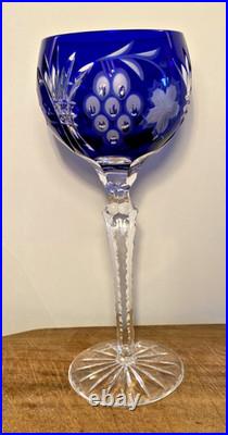 Set of 4 Vintage Hungarian Cut to Clear Crystal Hock Wine Glasses