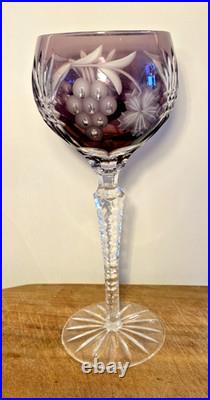 Set of 4 Vintage Hungarian Cut to Clear Crystal Hock Wine Glasses