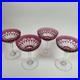 Set of 4 Vintage Val St. Lambert Cranberry Cut Crystal 5 Champagne Glasses