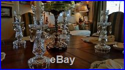 Set of 4 WATERFORD Crystal Candelabra Candlesticks with Bobeches