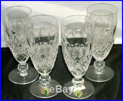 Set of 4 Waterford Crystal COLLEEN Footed Champagne Flute Glasses New