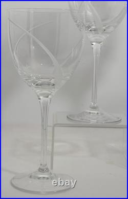 Set of 4 Waterford Crystal Da Vinci Wine Glasses Etched Swirl Design