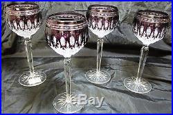 Set of 4 Waterford Crystal Dark Purple Clarendon Wine Glasses- 8