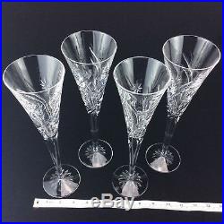 Set of 4 Waterford Crystal Fluted Champagne Wishes Achievements 11 Toasting