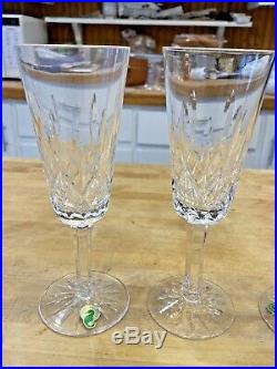 Set of 4 Waterford Lismore Champagne Flute Glasses 71/4 Tall x 27/16 W Beauty