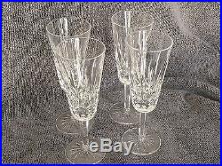 Set of 4 Waterford Lismore Crystal Champagne Flutes-Ireland