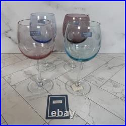 Set of 4 Waterford Marquis All Purpose Polka Dot Multi Color Goblets New in Box