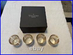 Set of 4 in Box Rare Waterford Mad Men Holloway Rocks Glasses Gold Barware Italy