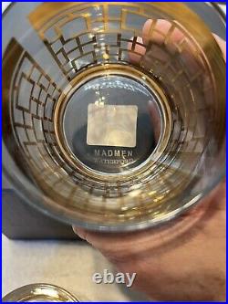 Set of 4 in Box Rare Waterford Mad Men Holloway Rocks Glasses Gold Barware Italy