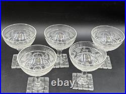 Set of 5 Antique Bohemian Cut Glass STAG Champagne / Sherbet 4 1/4 Tall