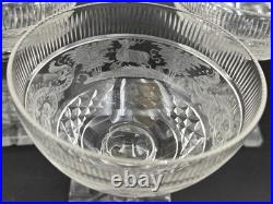 Set of 5 Antique Bohemian Cut Glass STAG Champagne / Sherbet 4 1/4 Tall