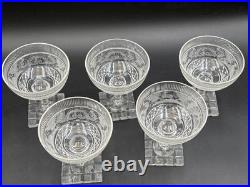 Set of 5 Antique Bohemian Cut Glass STAG Champagne / Sherbet 4 1/4 Tall