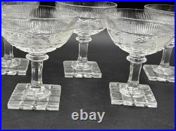 Set of 5 Antique Bohemian Cut Glass STAG Champagne / Sherbet 4 1/4 Tall
