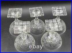 Set of 5 Antique Bohemian Cut Glass STAG Champagne / Sherbet 4 1/4 Tall