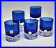 Set of 5 Block Stockholm Cobalt Blue Crystal Old Fashioned Barware Glass Heavy