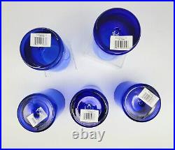 Set of 5 Block Stockholm Cobalt Blue Crystal Old Fashioned Barware Glass Heavy