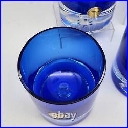 Set of 5 Block Stockholm Cobalt Blue Crystal Old Fashioned Barware Glass Heavy