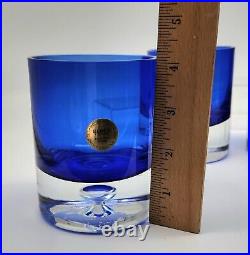 Set of 5 Block Stockholm Cobalt Blue Crystal Old Fashioned Barware Glass Heavy