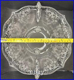 Set of 5 Fostoria Meadow Rose Baroque Shape Glassware Bowl Candle Cheese Cake