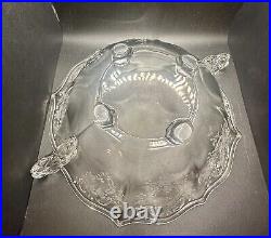 Set of 5 Fostoria Meadow Rose Baroque Shape Glassware Bowl Candle Cheese Cake