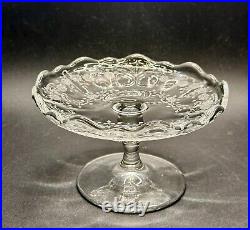 Set of 5 Fostoria Meadow Rose Baroque Shape Glassware Bowl Candle Cheese Cake