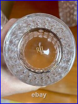 Set of (5) Ralph Lauren ASTON Crystal 6.25 Highball Tumbler Glasses, Mint