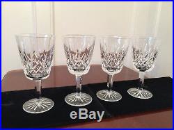 Set of 5 Vintage WATERFORD CRYSTAL Lismore Tall 10 oz Water Wine Glasses Goblets