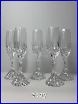 Set of 6 Baccarat Crystal Massena Champagne Flutes Glasses. 8 1/2