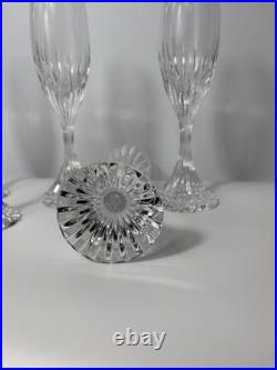 Set of 6 Baccarat Crystal Massena Champagne Flutes Glasses. 8 1/2